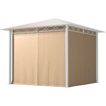 Toolport - Rideaux (set de 4 toiles) pour tonnelle de jardin Paradise Premium, 3x3 m, cappuccino