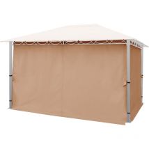 Rideaux (set de 4 toiles) pour tonnelle de jardin Toolport Paradise Premium, 3x4 m, cappuccino