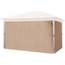Rideaux (set de 4 toiles) pour tonnelle de jardin Toolport Sunset Premium, 3x4 m, cappuccino