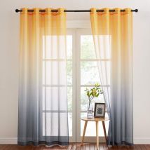 Rideaux transparents dégradés - Décoration en voile de lin naturel pour salon, maison, rideau filtrant lumineux
