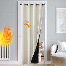 Rideaux Très Occultants - Double Rideaux Chambre à Oeillets Anti-Bruit Tissu Lourd 100% Lumineux Bloquer Isolant Thermique Ombrage, Beige Clair, l