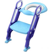 Haloyo - Riduttore wc per Bambini,con Scaletta ,con Morbida Seduta Imbottita, Pieghevole, Antiscivolo,blu viola