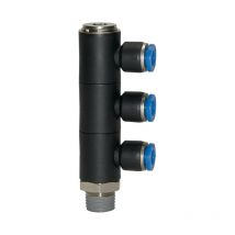 L-Mehrfachverteiler »Blaue Serie «, 3-fach, drehbar, r 1/4 a. Ø8mm - Riegler