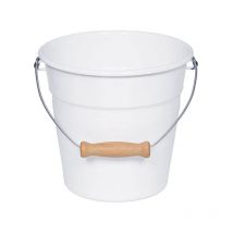Riess-kelomat - Riess Classic White mini cubo con mango de madera Ø16cm esmaltado