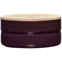 Riess Vorratsdose mit Holzdeckel 13cm/6h 615ml Dark Aubergine Emaille
