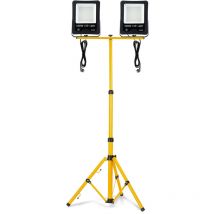 HENGMEI Faretto da costruzione a LED con supporto 100W Faretto proiettore bianco freddo da esterno Luce da lavoro Faretto in alluminio