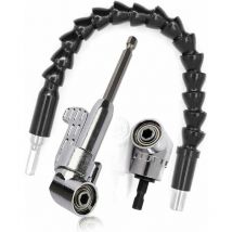 Right Angle Drill Bit and Flexible Angle Extension Kit, Right Angle Angled Screwdriver 105 Degree 1/4' Hex Shank for Drill