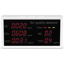 WAY - Rilevatore di CO2 Qualità dell'aria Rilevatore di CO/CO2/HCHO/TVOC/AQI Tester di umidità e temperatura Monitor di anidride carbonica nera per