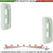 Securvera - Rilevatore di Movimento 2 Pezzi Doppio Sensore Infrarosso a Tenda da Esterno Copertura 12+12 Metri Lineari IP55 Ricetrasmissione