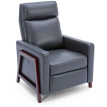 Riley push back soft air leather modern reclining armchair accent home cenema recliner chair grey - Grey