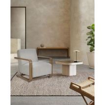 Uniqka - Rima - Fauteuil en bois massif chêne et en lin
