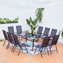 Rimini - salon de jardin 10 places en aluminium gris