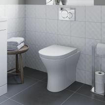 Rimless btw Back to Wall Toilet Soft Close Seat Modern Bathroom White Gloss