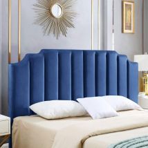 Rincon Blue Plush King 26 inch Strutted Headboard