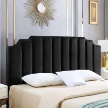 Rincon Black Plush Double 26 inch Strutted Headboard