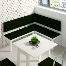 Momma Home - Rinconera Cocina, Conjunto Banco Acabado Metal/polipiel Efecto Suave. Medidas: 145 X 125 X 88 Cm Color Negro, Modelo