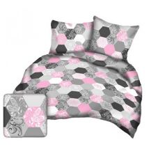 Kora - Rindenbettwäsche 160x200 Sechsecke graurosa A9786 23