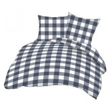 Kora - Rindenkissenbezug 50x60 Marineblau mit weißen Karos 171C A8453 23