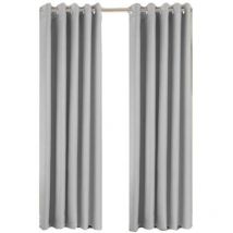 Groundlevel - Ring Top Ready Made Blackout Curtains 66 x 72 inches - Silver