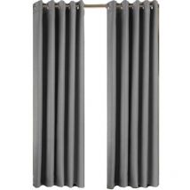 Groundlevel - Ring Top Ready Made Blackout Curtains 66 x 72 inches - Charcoal