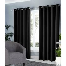 Groundlevel - Ring Top Ready Made Blackout Curtains 90 x 90 inches - Black