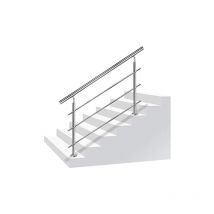 Naizy - Ringhiera per scale corrimano in acciaio inox con 2 montanti per scale di balconi interni ed esterni - 120 cm 3 traverse