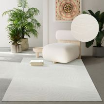 Rio moderner und weicher Wohnzimmer Teppich mit Anti-Rutsch-Rücken und 3D-Optik, Creme, 080 x 150 cm - The Carpet