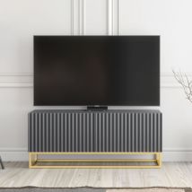 Ripple TV Unit - Dark Grey Fluted Doors - 100cm