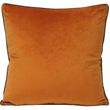 Riva Paoletti Meridian Faux Velvet Piped Cushion Cover, Pumpkin/Mocha, 55 x 55 Cm