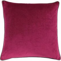 Riva Paoletti Meridian Faux Velvet Piped Cushion Cover, Cranberry/Mocha, 55 x 55 Cm