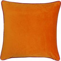 Riva Paoletti Meridian Faux Velvet Piped Cushion Cover, Clementine/Hot Pink, 55 x 55 Cm
