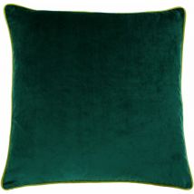 Riva Paoletti Meridian Faux Velvet Piped Cushion Cover, Emerald/Moss, 55 x 55 Cm