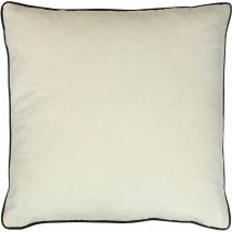Riva Paoletti Meridian Faux Velvet Piped Cushion Cover, Ivory/Black, 55 x 55 Cm