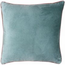Riva Paoletti Meridian Faux Velvet Piped Cushion Cover, Mineral/Blush, 55 x 55 Cm