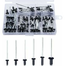 Rivet Noir, Satz Mit 120 Nieten, Blindnieten, Aluminiumnieten, Popnieten, Set Mit Runden, Offenen Nieten, Aluminiumnieten, Gleitkopfnieten Für Metall