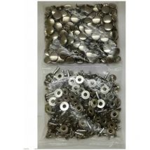 Rivetti tubolari nichelati misura 9-12-15 borchie rivetto argento testa piatta pezzi per confezione: 10 misura: 12