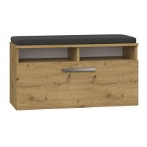 Topeshop - rivi - Shoe cabinet with seat and storage - Up-and-over door - Dimensions: 46x85x35 - 6 shelves - Artisan