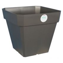 RIVIERA Pot de fleurs carré Soleilla en plastique - 39 x 39 x H 53 cm - 49 L - Gris pailleté