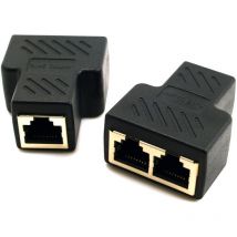 Jalleria - RJ45 Coupleur[2 Pièces], RJ45 Splitter Connecteurs Adaptateur 1 à 2 Ethernet Splitter Double Socket, Ethernet Câble Extender, RJ45 1