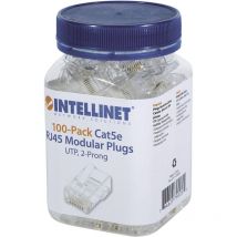 Pack de 100 modules RJ45 catégorie 5e, câble utp, 2 points, pour câble multibrins, 100 fiches par tasse 7900 - Intellinet
