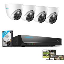 12mp Überwachungskamera Set Outdoor, 4x 12mp Poe Dome Überwachungskamera+8ch 2tb Hdd Nvr, Personen-/fahrzeugerkennung, 30m Nachtsicht, 24/7 Schutz - 