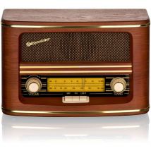 Roadstar - HRA-1500N Radio Portátil Vintage Retro fm/ mw Analógica, Conectado a la Red o a Pilas, Carcasa de Madera Madera - Madera