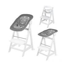 Roba - Chaise Haute Évolutive Born Up 2 en 1 + Transat Inclinable a Motifs Étoiles - Little Stars - Des la Naissance - Bois Blan