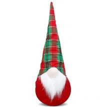 Robe écossaise de gnome de Noel et décoration de barbe lumière 22x17xH65 cm Couleur: Rouge