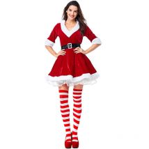 Robe de princesse bouffante à col en v, costume de Noël, robe de fête