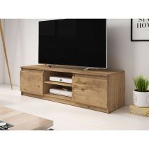Bestmobilier - Robin - meuble tv - 120 cm - style industriel - noir / bois et bois