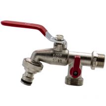 Robinet 1/4 de tour 2 sorties