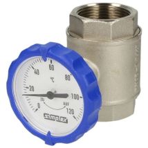 Robinet à bille 3/4'' FF avec thermomètre bleu – Gaz, Filetage plomberie, Caractéristique robinet plomberie – SIMPLEX