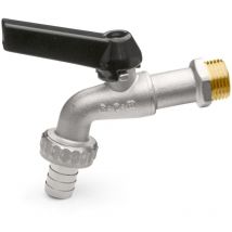 Robinet à bille avec levier en aluminium noir et support tuyau 1/2' APM 2050N 015 1/2'