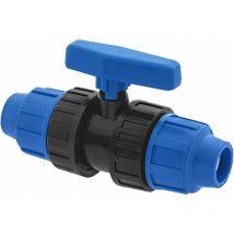 Robinet à boisseau sphérique pour raccords de tuyau d'eau 25 mm – Vanne a compression PN16 – Robinet à bille compatible avec tuyaux en polyéthylène